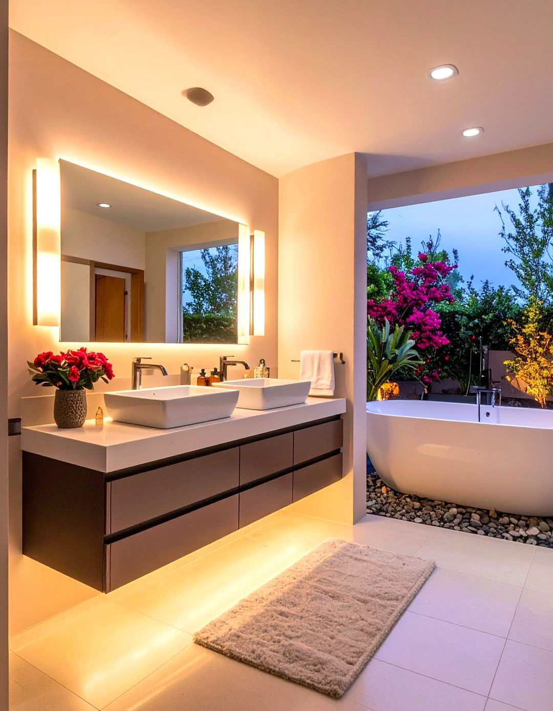 Motion Sensor LEDs Modernize Half Bathroom Function - 20 Half Bathroom Ideas