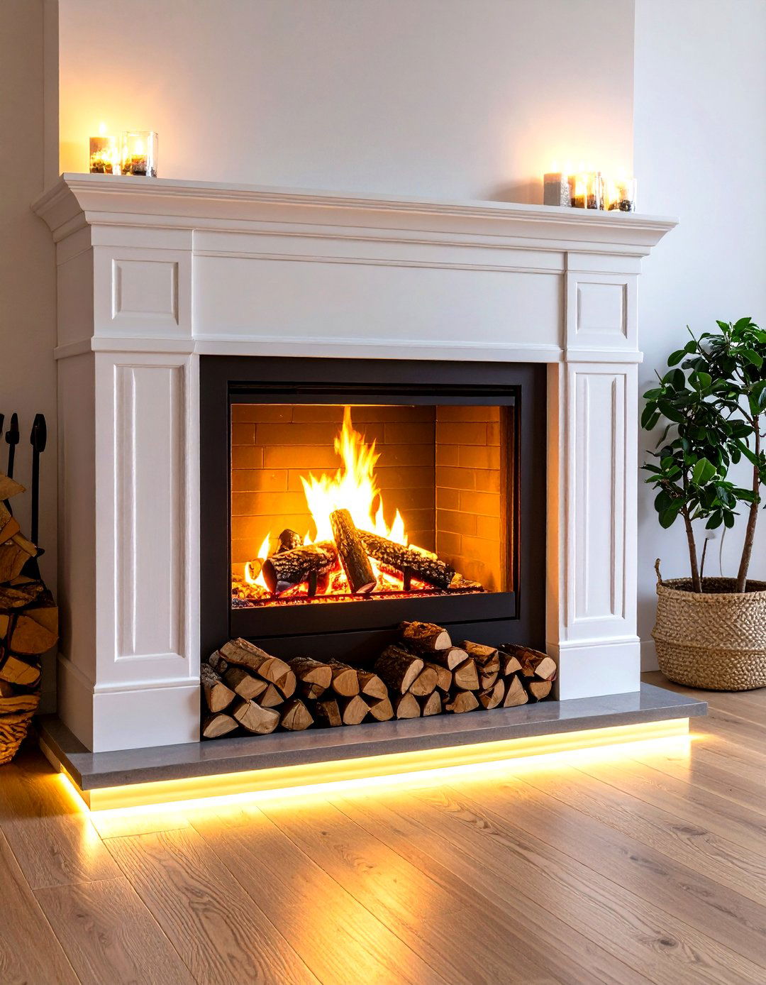 Motion Sensor Spotlight Adds Convenience - 20 Fireplace Mantel Lighting Ideas