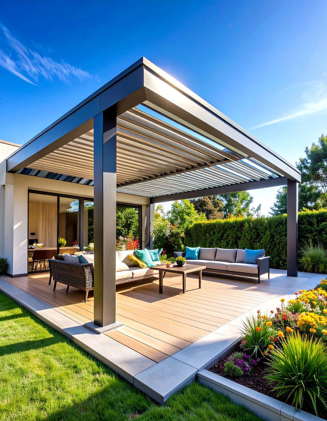 Motorized Louvered Pergola Roof Design - 20 Pergola Roof Ideas