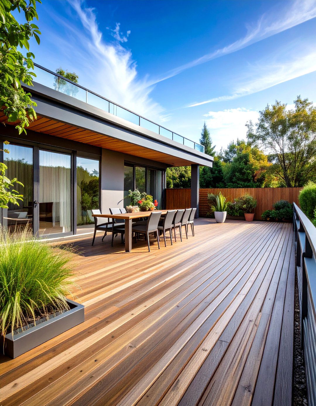 Motorized Screen Partially Covered Deck Solution - 20 Partially Covered Deck Ideas