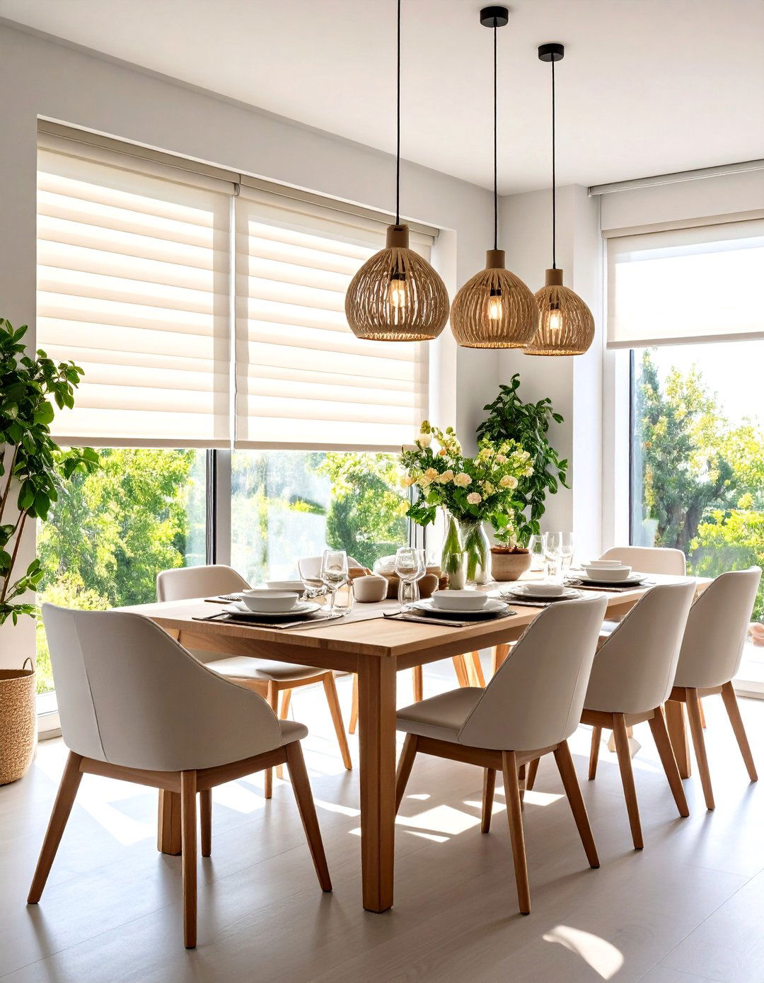 Motorized Window Roller Shades Blend Technology and Style - 20 Dining Room Window Treatments