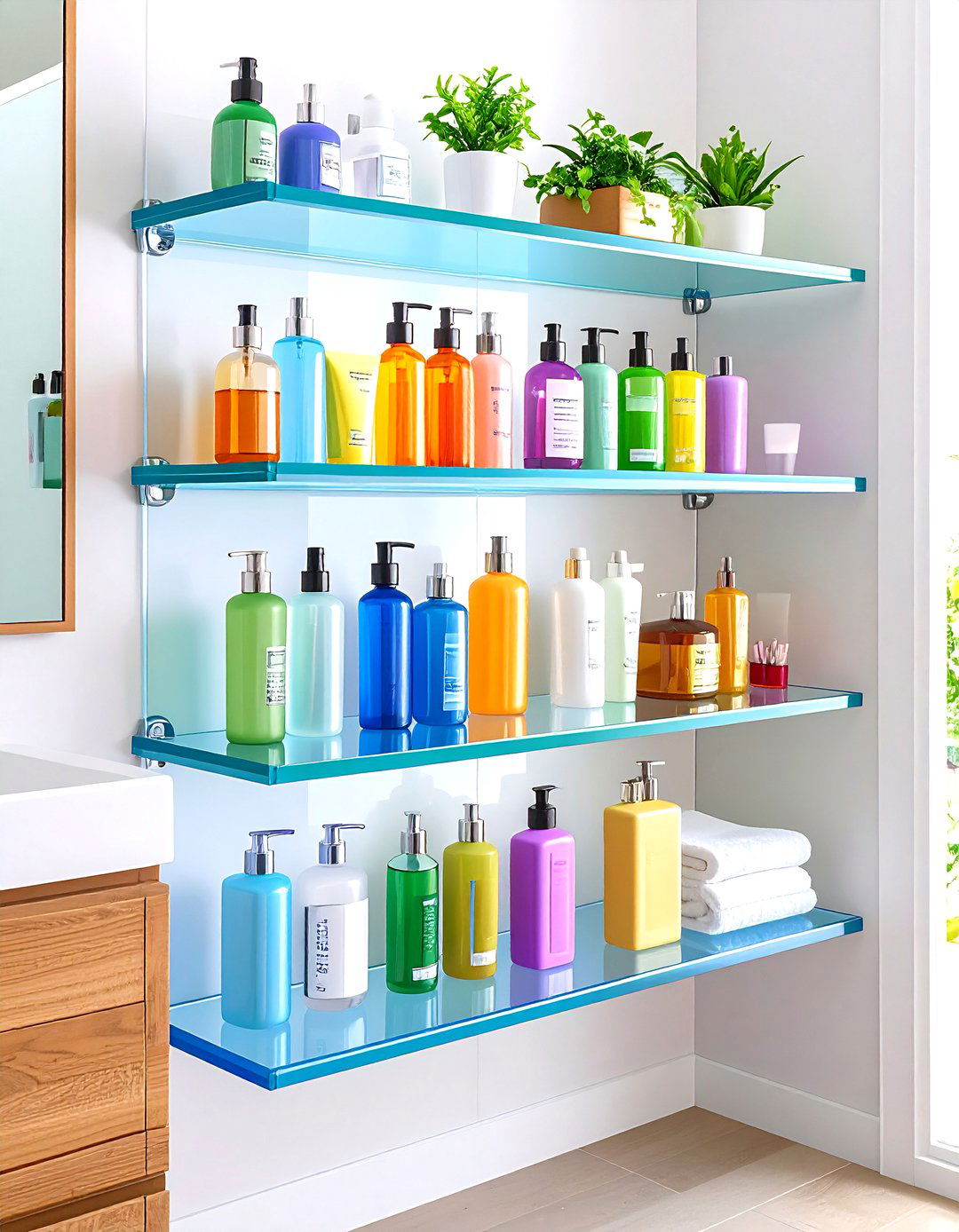 Mount Acrylic Shelving - 20 Small Bathroom Storage Ideas