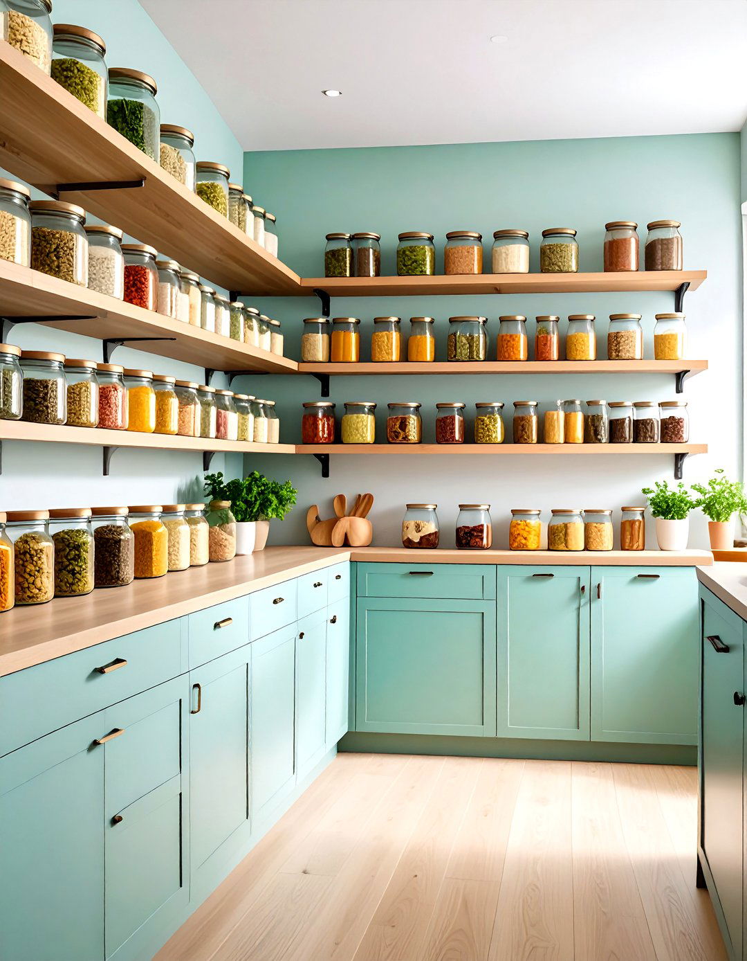Mount Floating Shelves - 20 Walk in Pantry Ideas