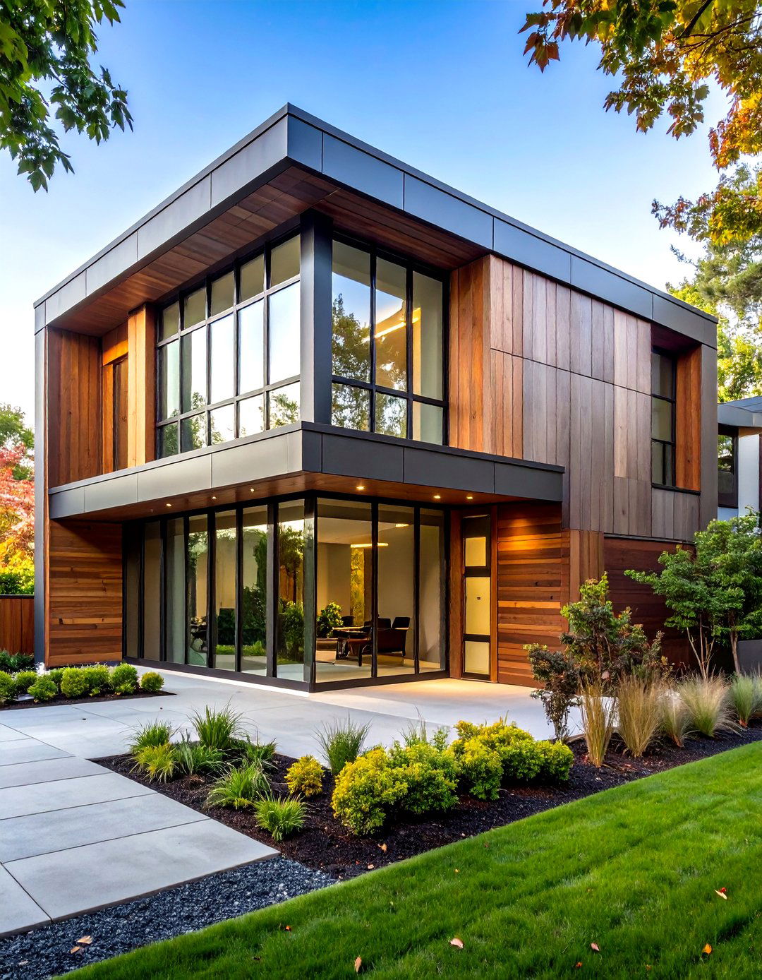 Mountain Chalet with Charcoal Stained Timber - 20 Dark Grey House Exterior Ideas