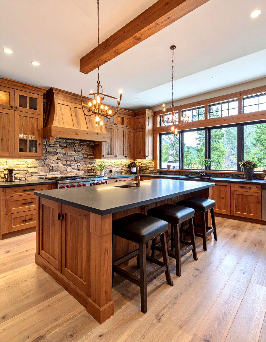 Mountain Lodge Brown Kitchen Cabinets With Black Countertops - 20 Brown Kitchen Cabinets With Black Countertops