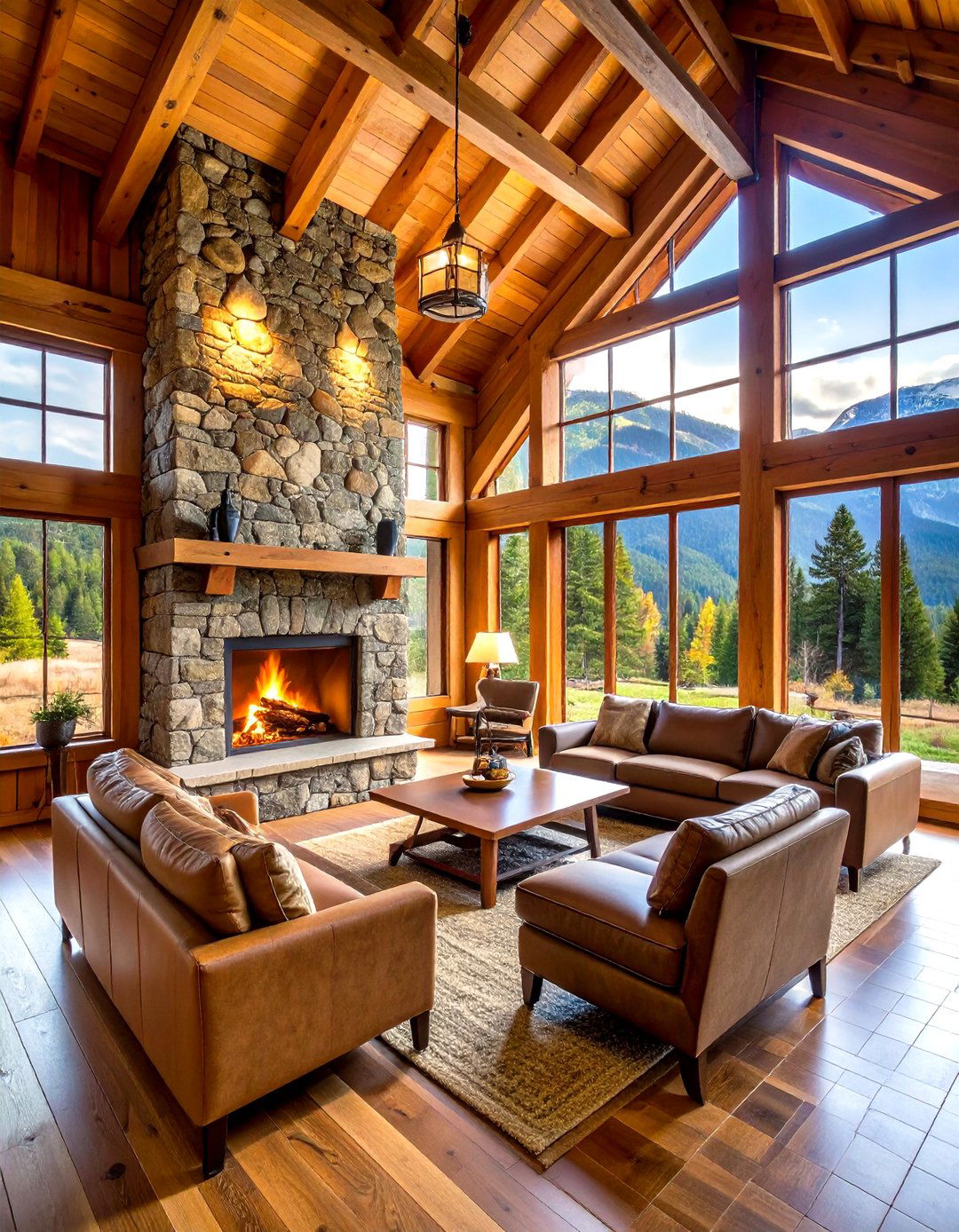 Mountain Lodge Hunting Room Ideas with Stone and Timber - 20 Hunting Room Ideas