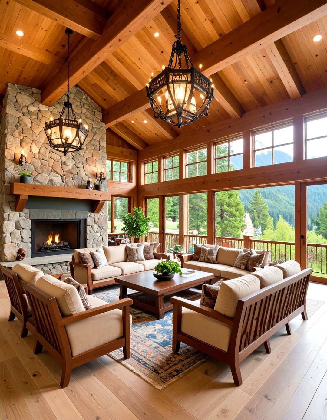 Mountain Lodge Rustic Front Porch - 20 Rustic Front Porch Ideas