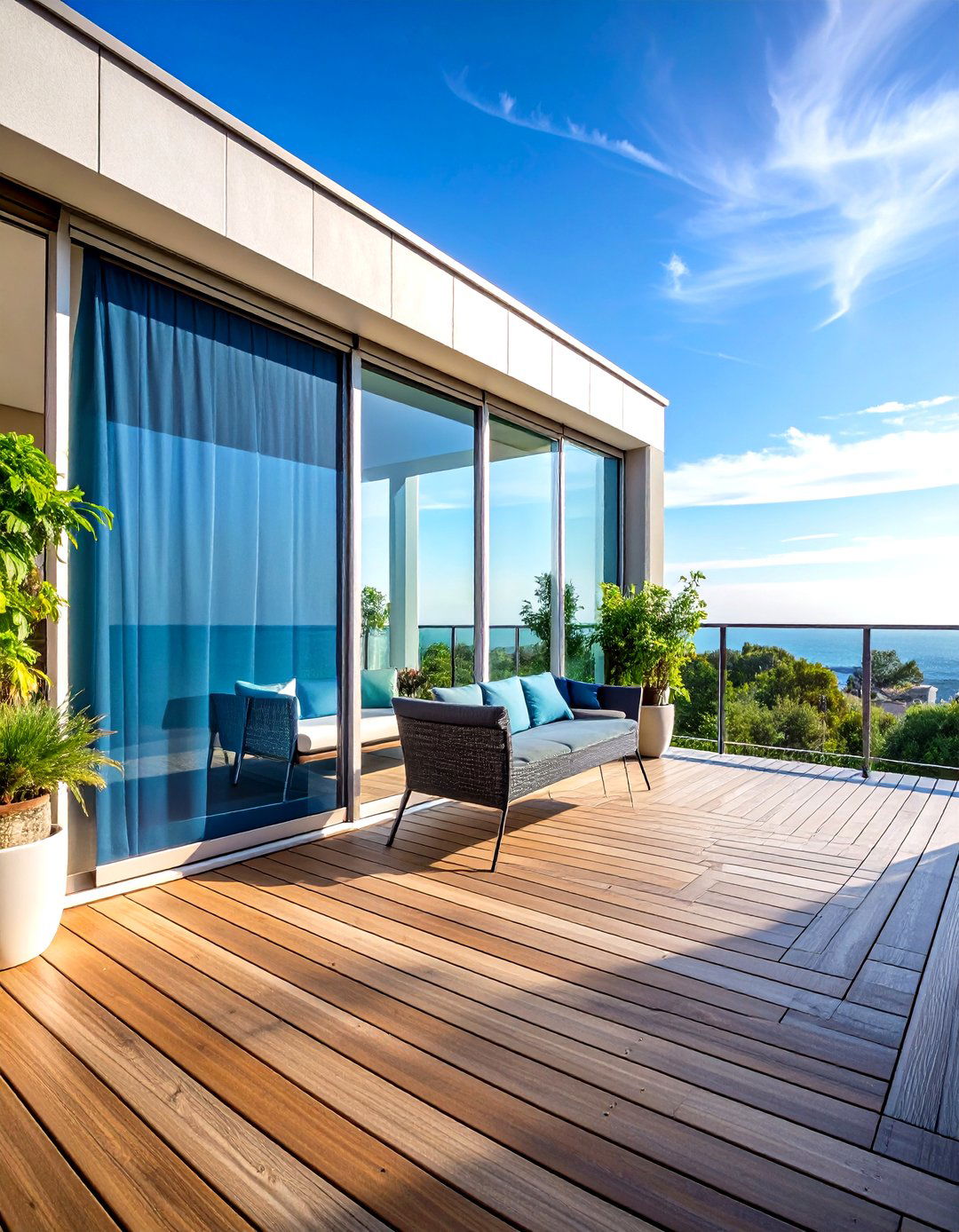 Movable Privacy Panels on a Track System - 20 Deck With Privacy Wall