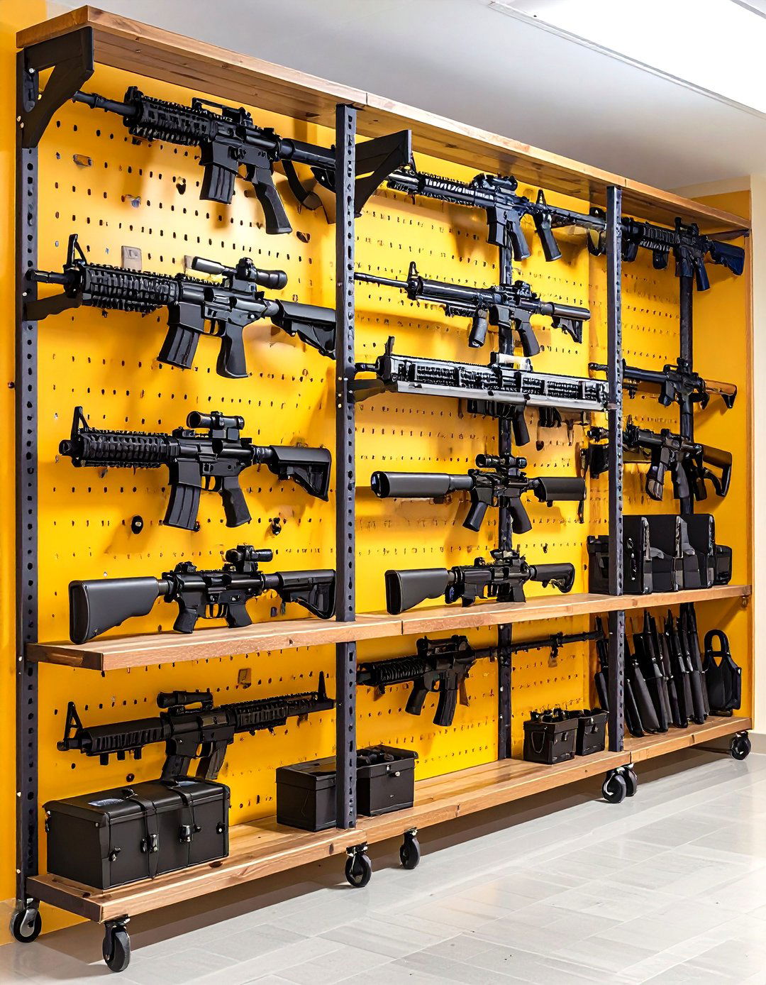 Moveable Steel Racks Future Proof the Layout - 20 Gun Room Ideas