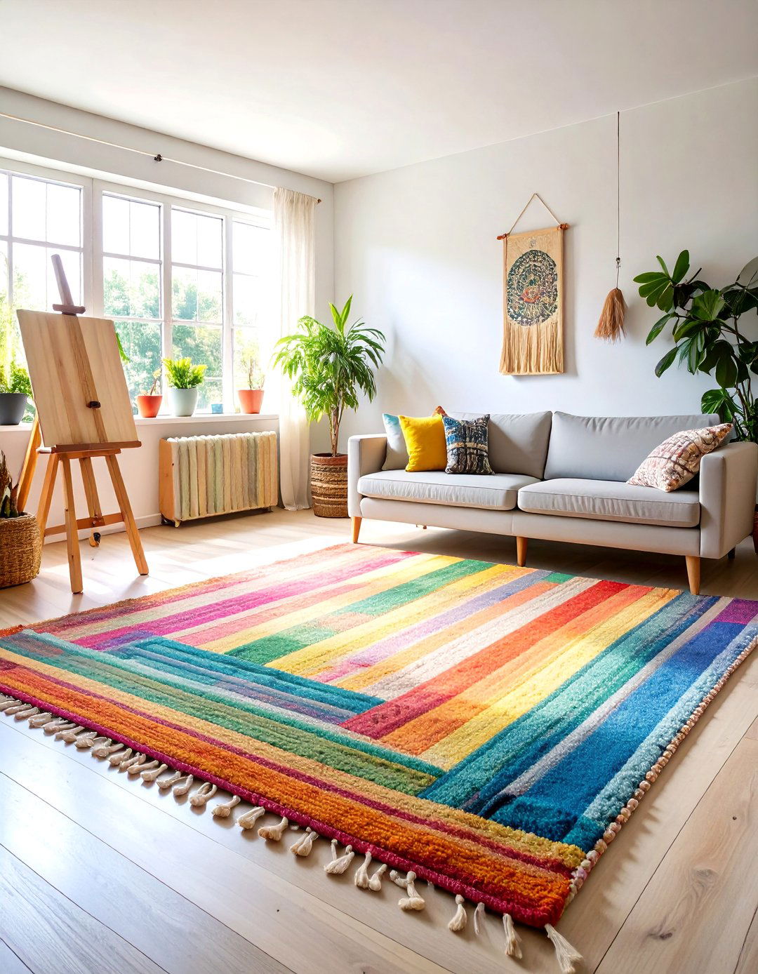 Multi Colored Rainbow Boho Rug - 20 Boho Rug Ideas