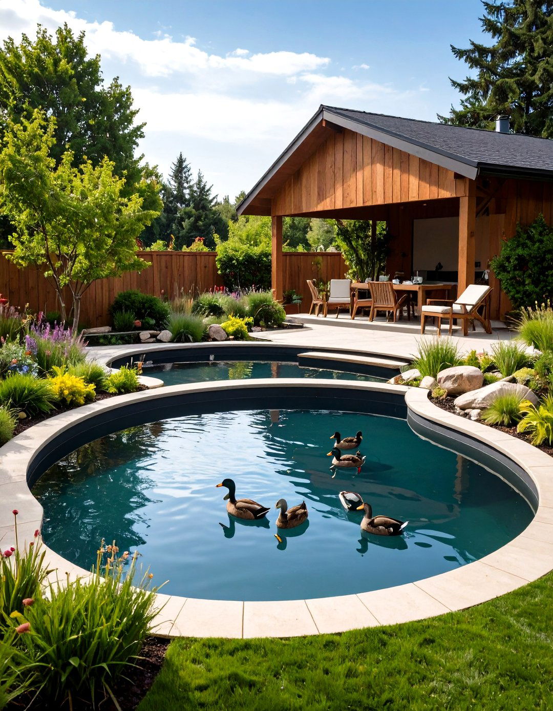 Multi Depth Duck Pond Encouraging Natural Behaviors - 20 Duck Pond Ideas