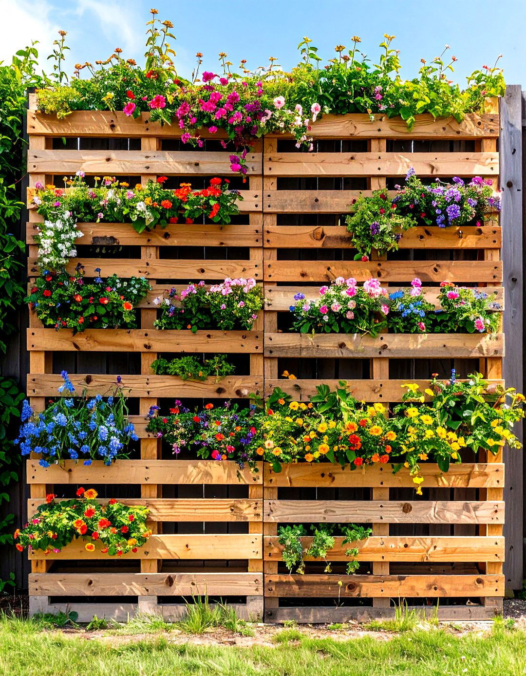 Multi Frame Pallet Grid - 20 Vertical Pallet Garden Ideas