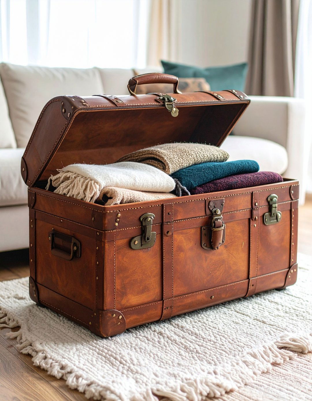 Multi Functional Coffee Table Trunk - 20 Blanket Storage Ideas