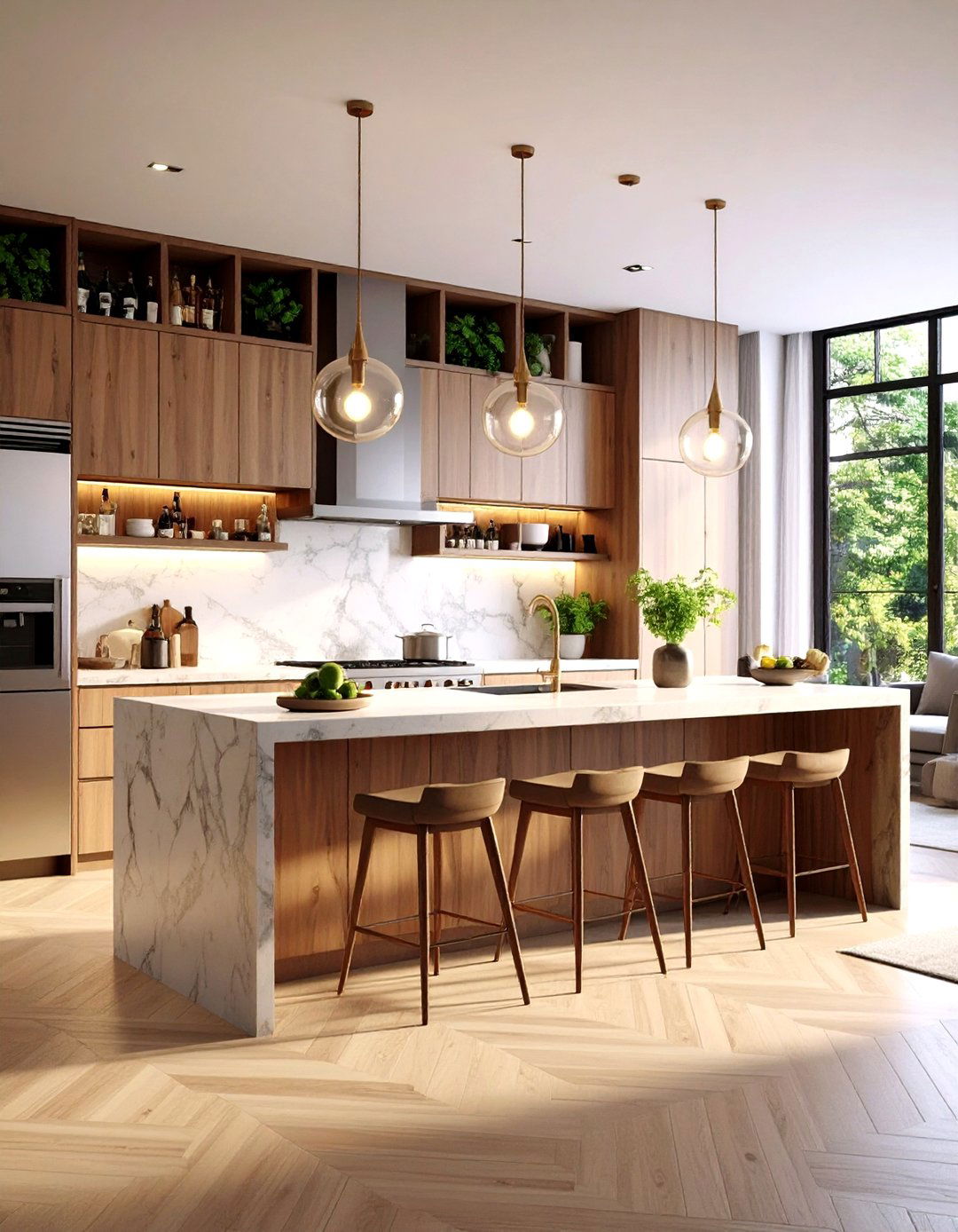 Multi Functional Entertainment One Wall Kitchen - 20 One Wall Kitchen Ideas