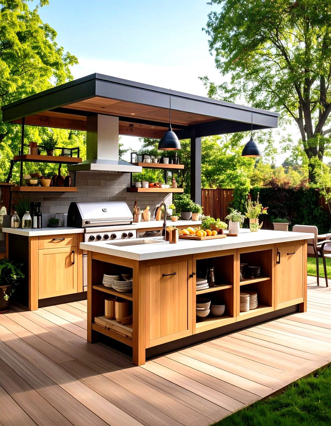 Multi Functional Island - 20 Small Outdoor Kitchen Ideas