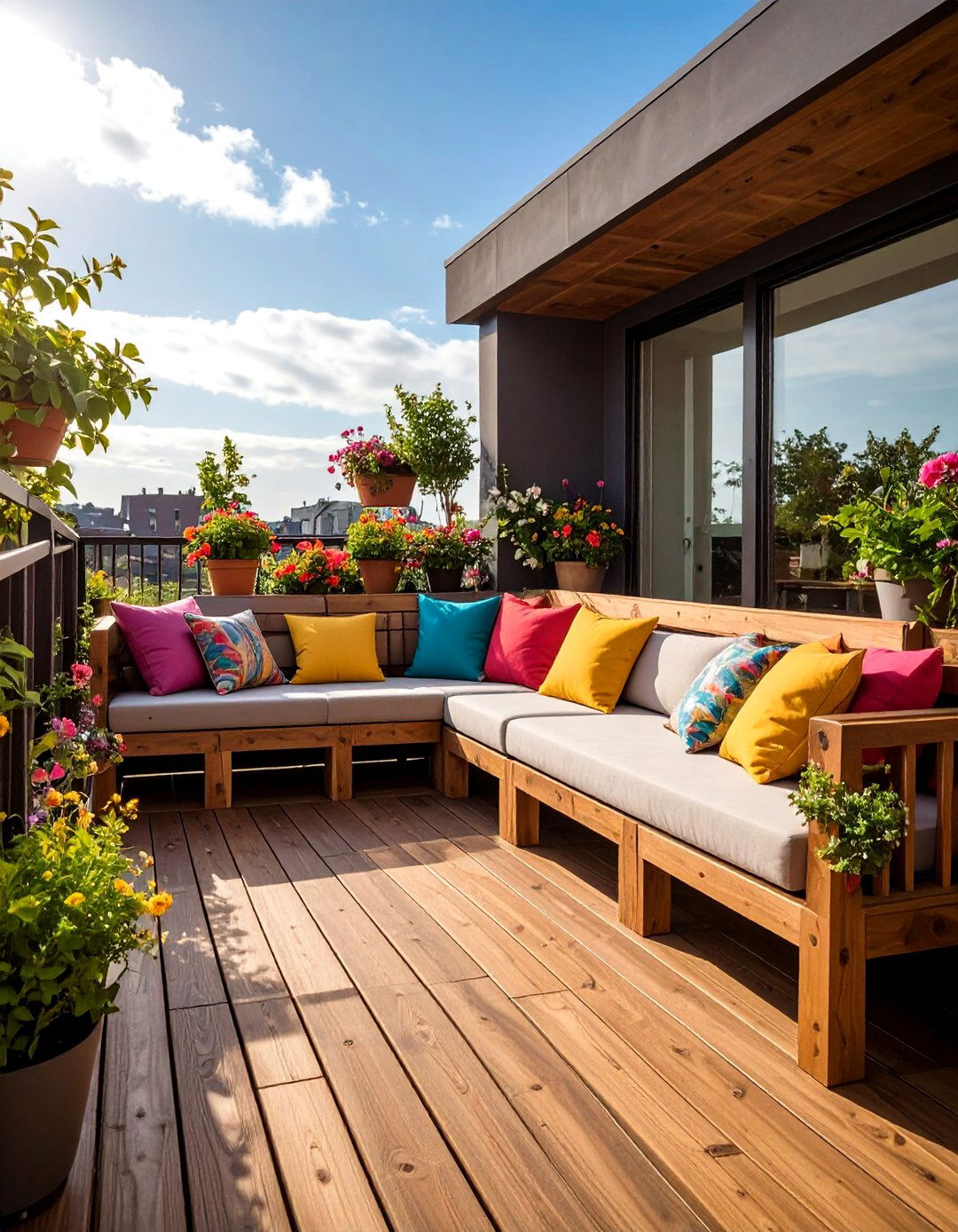 Multi Level Balcony Office with Reading Nook - 20 Balcony Office Ideas
