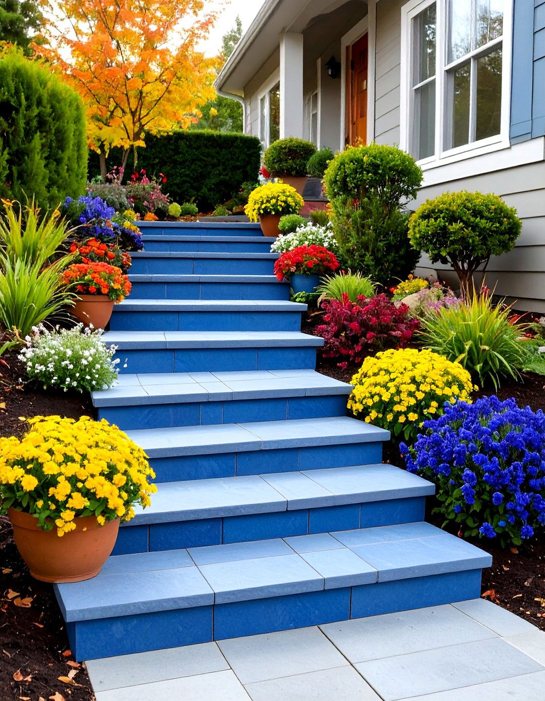 Multi Level Bluestone Walkway with Integrated Steps - 20 Bluestone Walkway Ideas