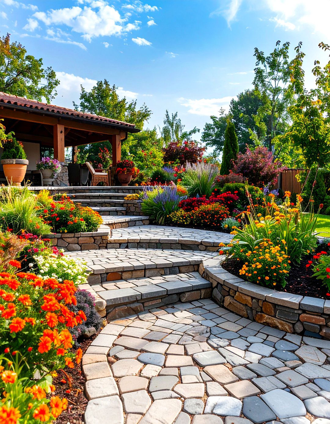 Multi Level Cobblestone Patio - 20 cobblestone patio ideas