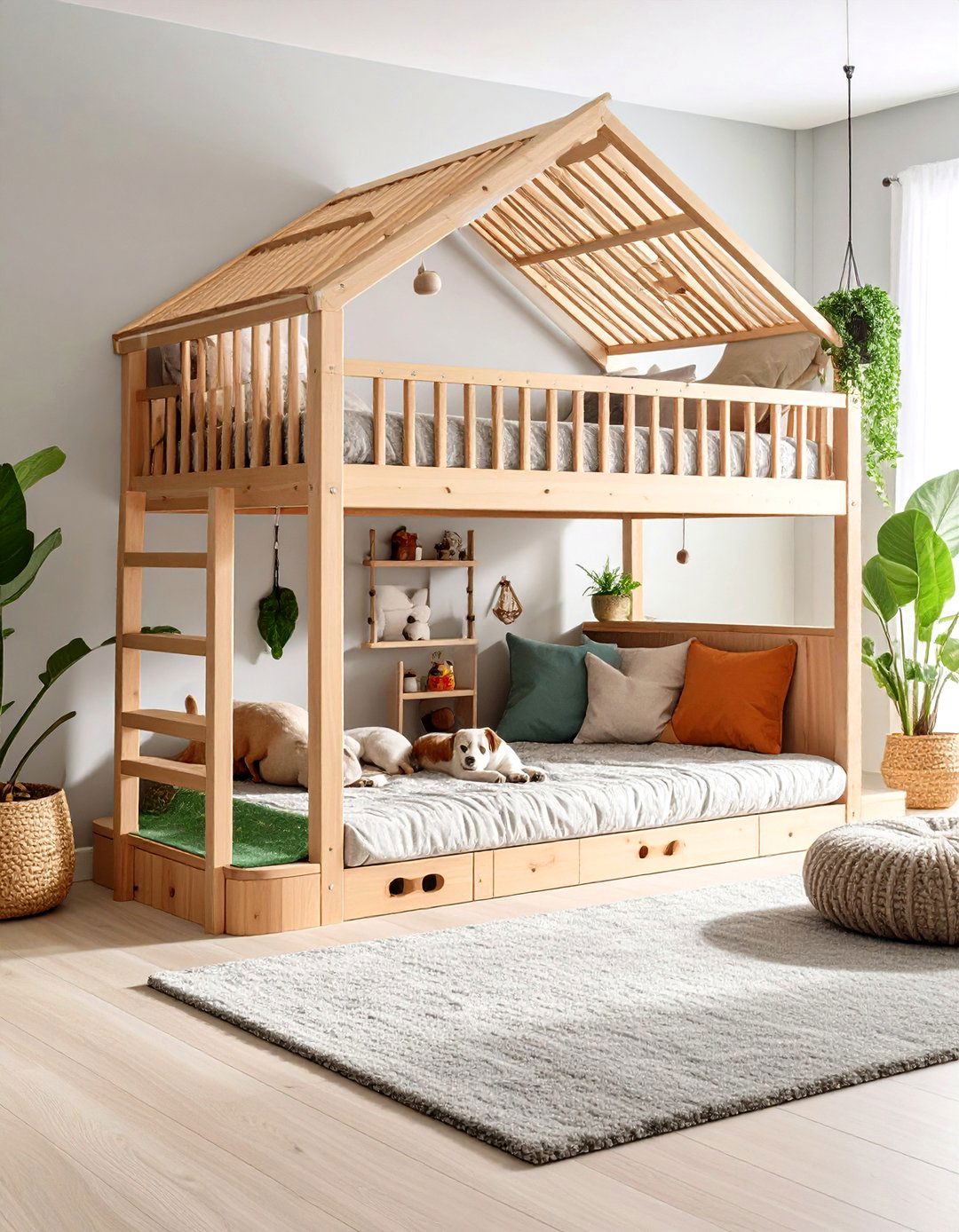 Multi Level Dog Room with Loft Bed - 20 Dog Room Ideas