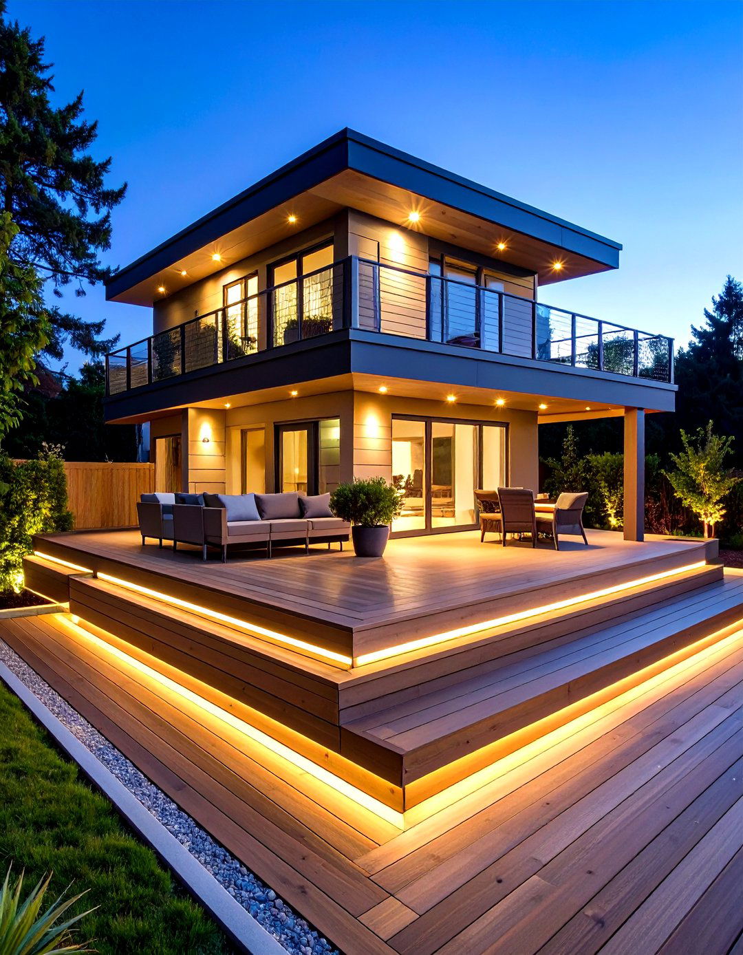 Multi Level Floating Deck Tiers for Sloped Yards - 20 Floating Deck Ideas
