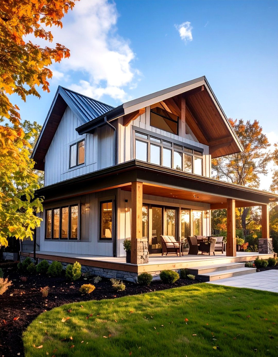 Multi Level Metal Roof Porch with Architectural Interest - 20 Metal Roof Porch Design Ideas