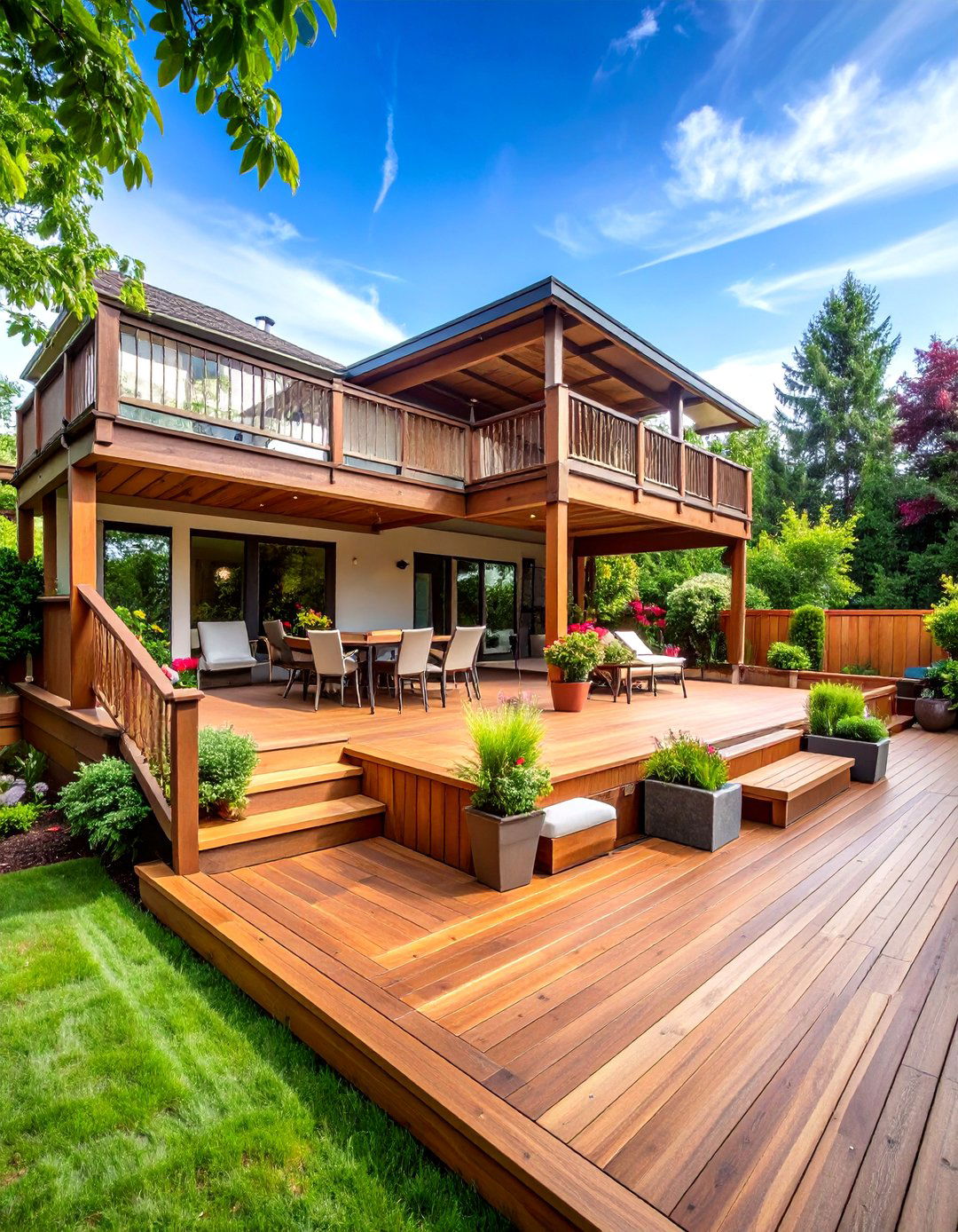Multi Level Patio Deck for Zoned Entertainment - 20 Patio Deck Ideas