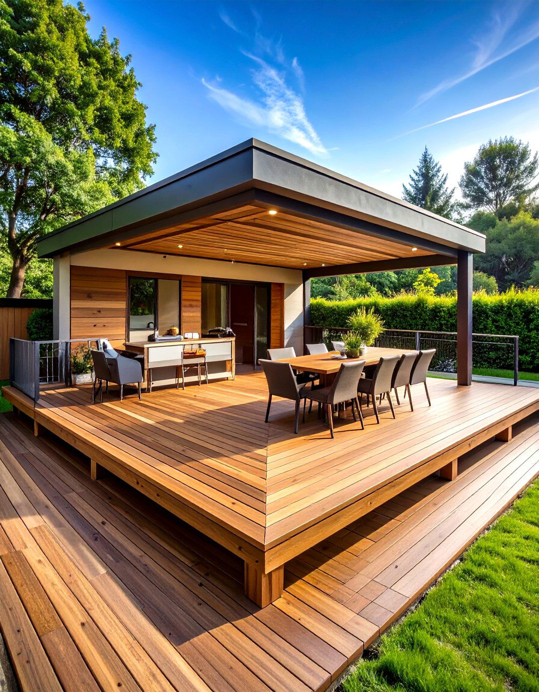 Multi Level Platform Deck with Defined Zones - 20 Platform Deck Ideas