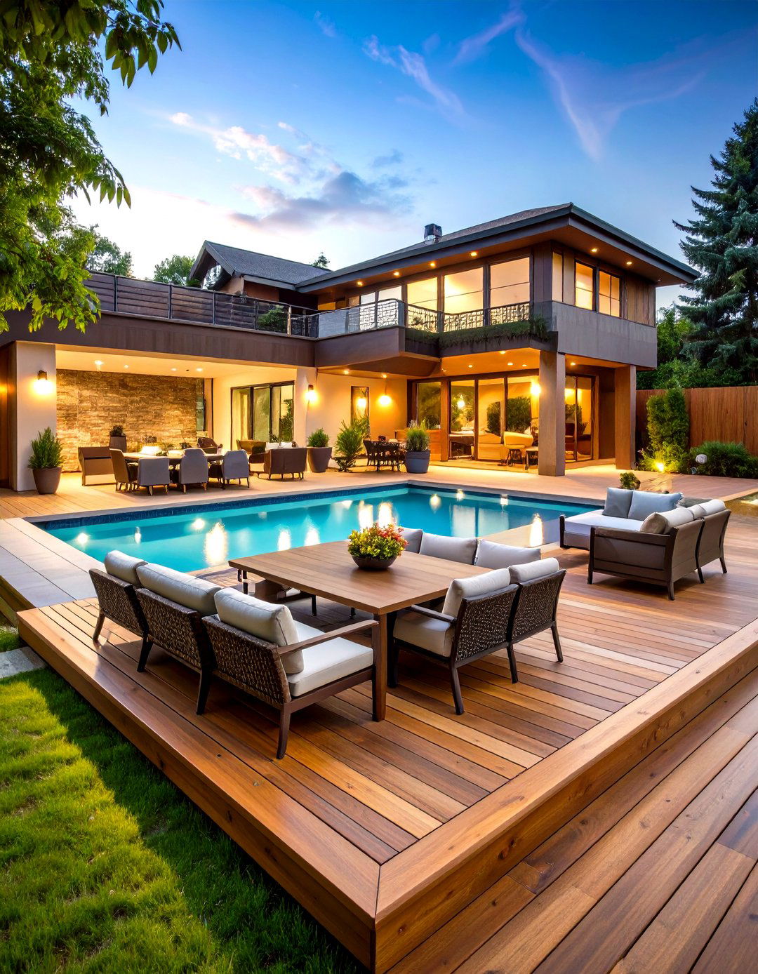 Multi Level Pool Deck with Integrated Entertainment Zones - 20 Pool Deck Ideas