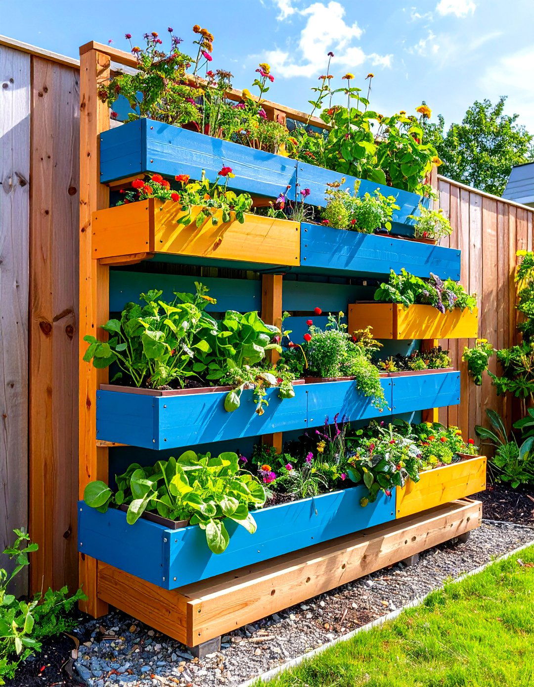 Multi Level Raised Garden Bed Along Fence Platform - 20 Raised Garden Bed Along Fence Ideas