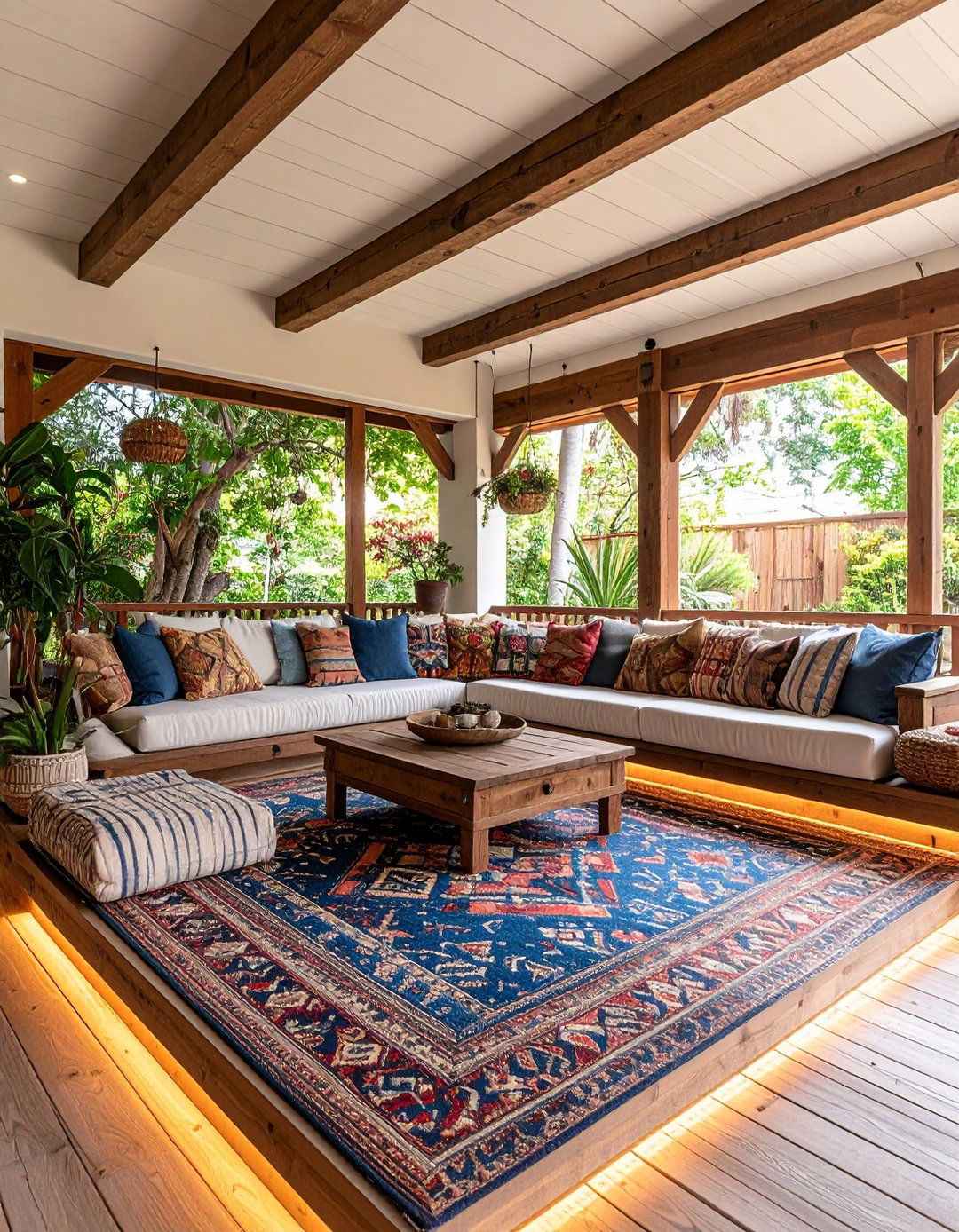 Multi Level Seating Porch for Conversation Pockets - 20 Enclosed Porch Ideas