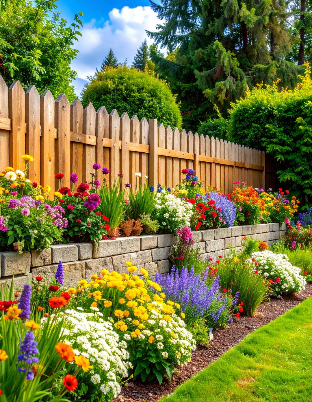 Multi Level Stepped Cinder Block Fence - 20 Cinder Block Fence Ideas