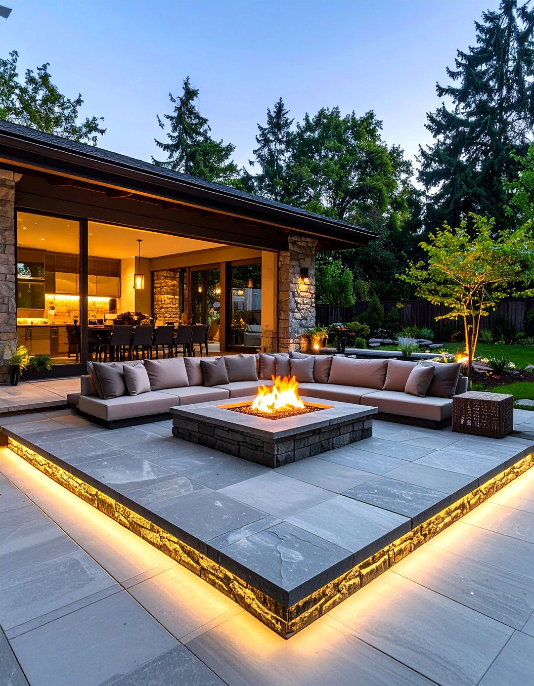 Multi Level Stone Terrace Fire Pit - 20 Stone Patio With a Fire Pit Ideas