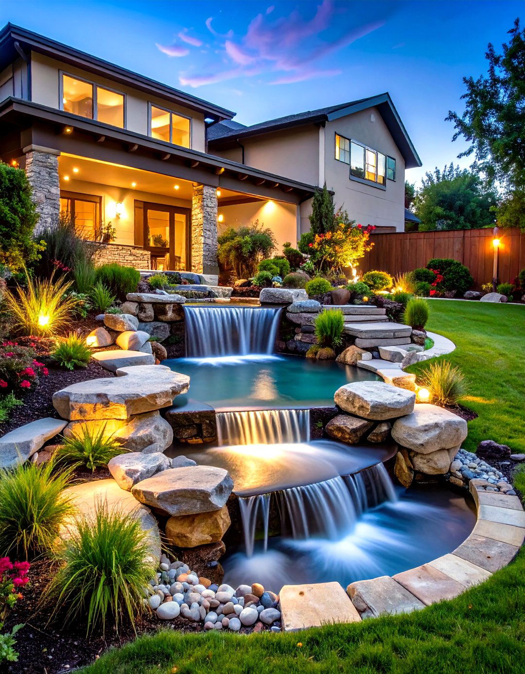 Multi Level Stream Pondless Waterfall - 20 Pondless Waterfall Design Ideas