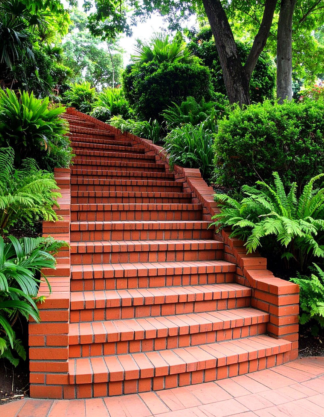 Multi Level Terraced Brick Steps - 20 Brick Front Steps Design Ideas