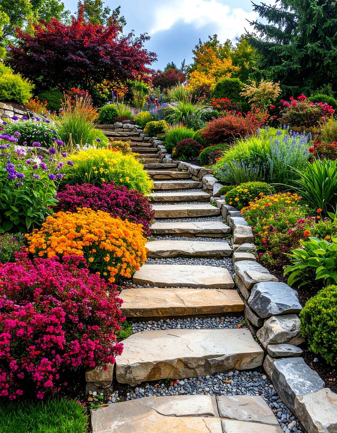 Multi Level Terraced Garden Centerpiece - 20 Garden Centerpiece Ideas