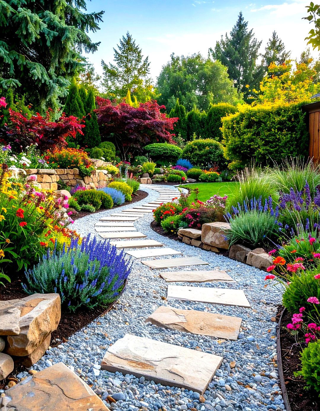 Multi Level Terraced Pea Gravel Walkway - 20 Pea Gravel Walkway Ideas