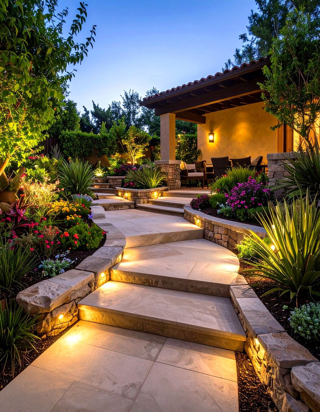 Multi Level Terracing - 20 Sunken Patio Ideas