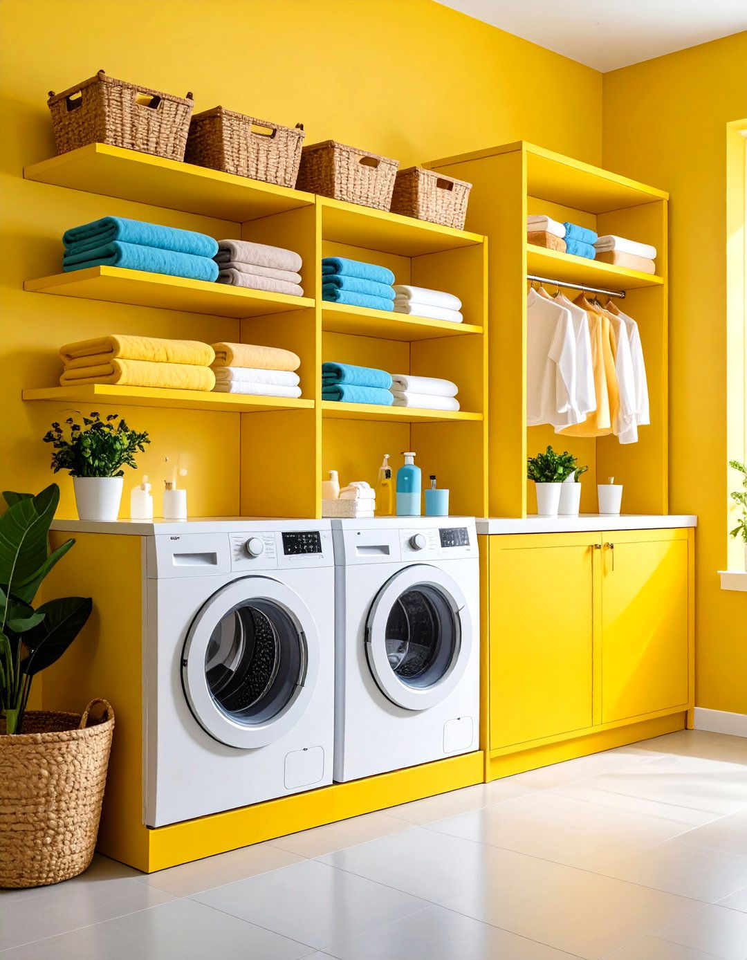 Multi Level Tiered Laundry Room Shelf Cascade - 20 Laundry Room Shelf Ideas