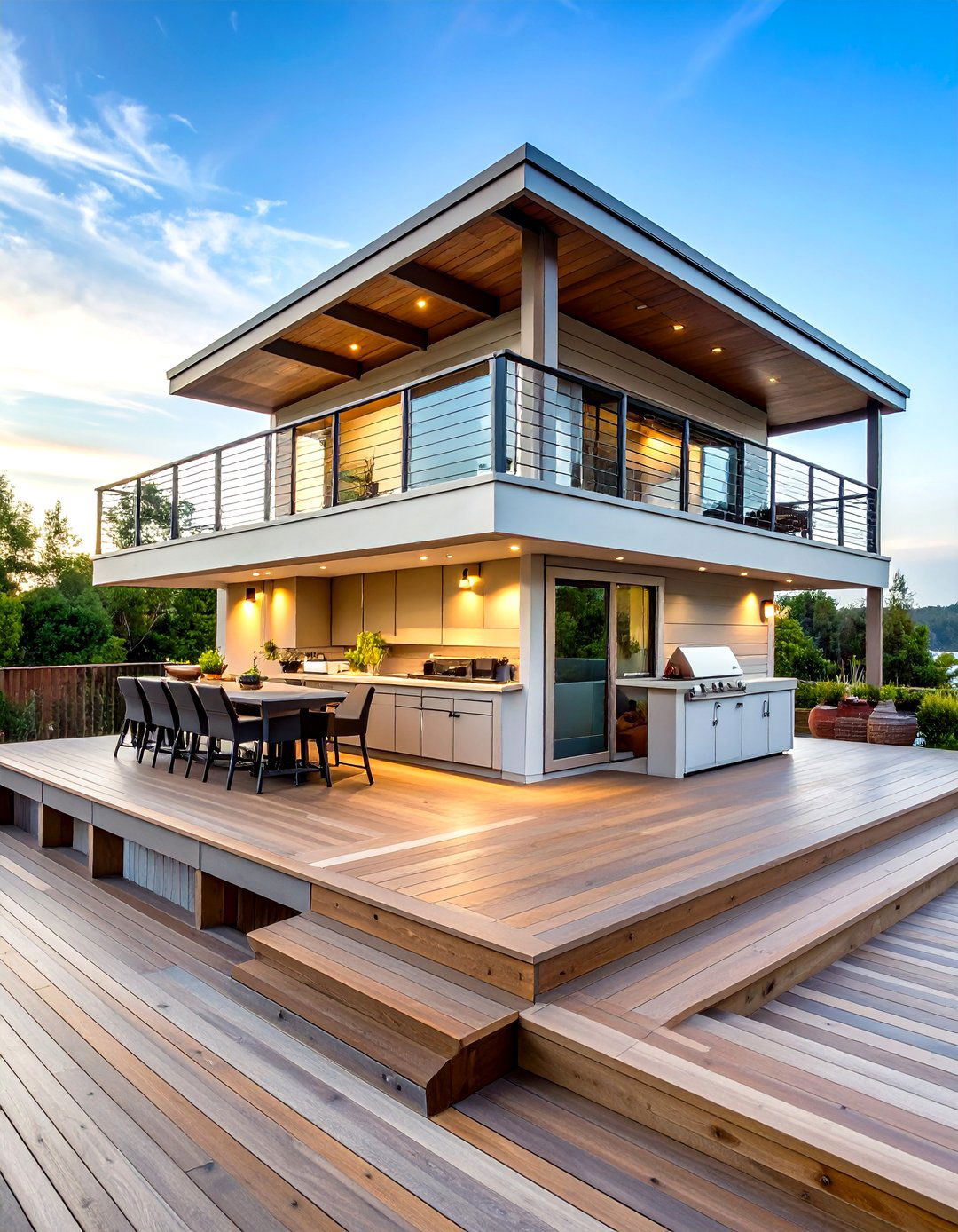 Multi Level Tiered Outdoor Kitchen on Deck - 20 Outdoor Kitchen on Deck
