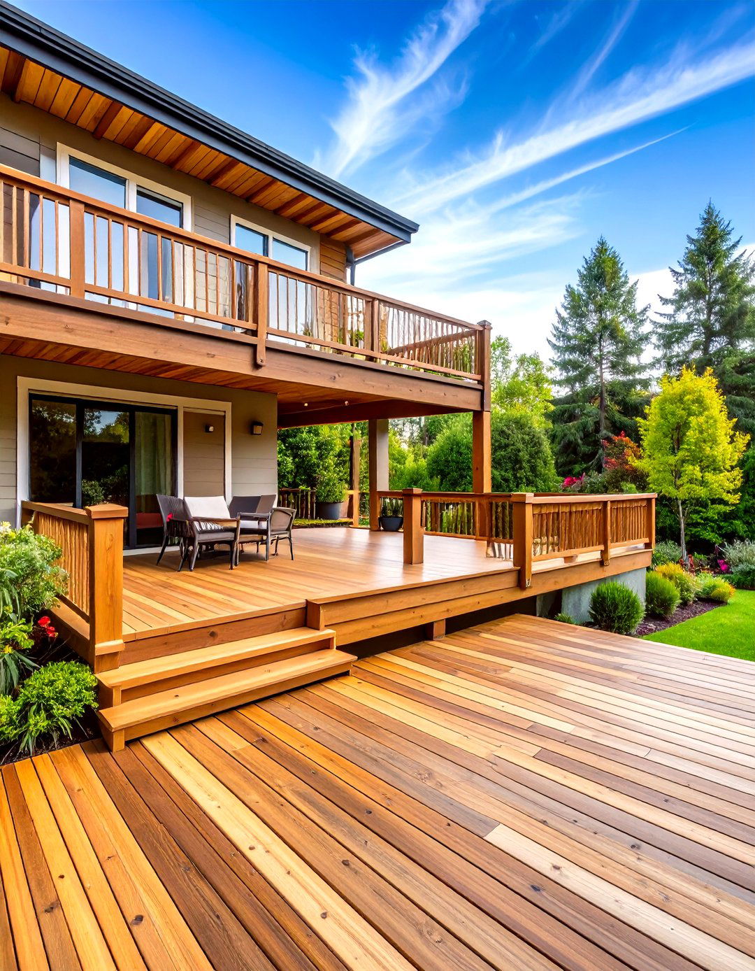 Multi Level Wood Deck Railing Design - 20 Wood Deck Railing Ideas