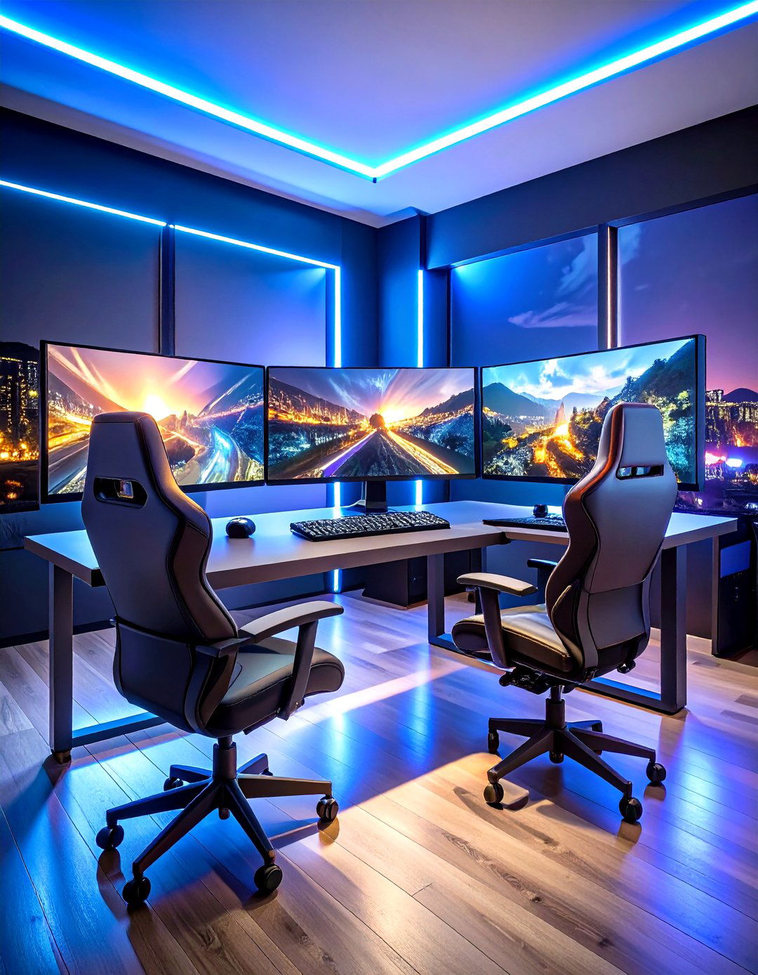 Multi Monitor Cinematic Setup - 20 Video Game Room Ideas