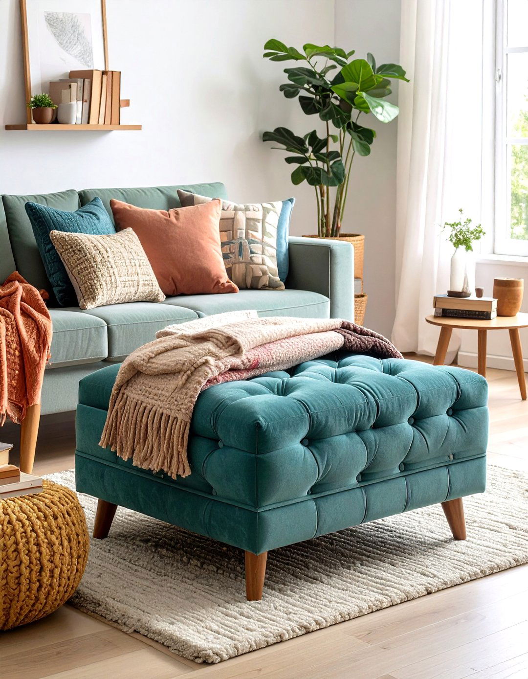 Multi Purpose Ottoman Storage for Small Living Rooms - 20 Apartment Small Living Room Ideas