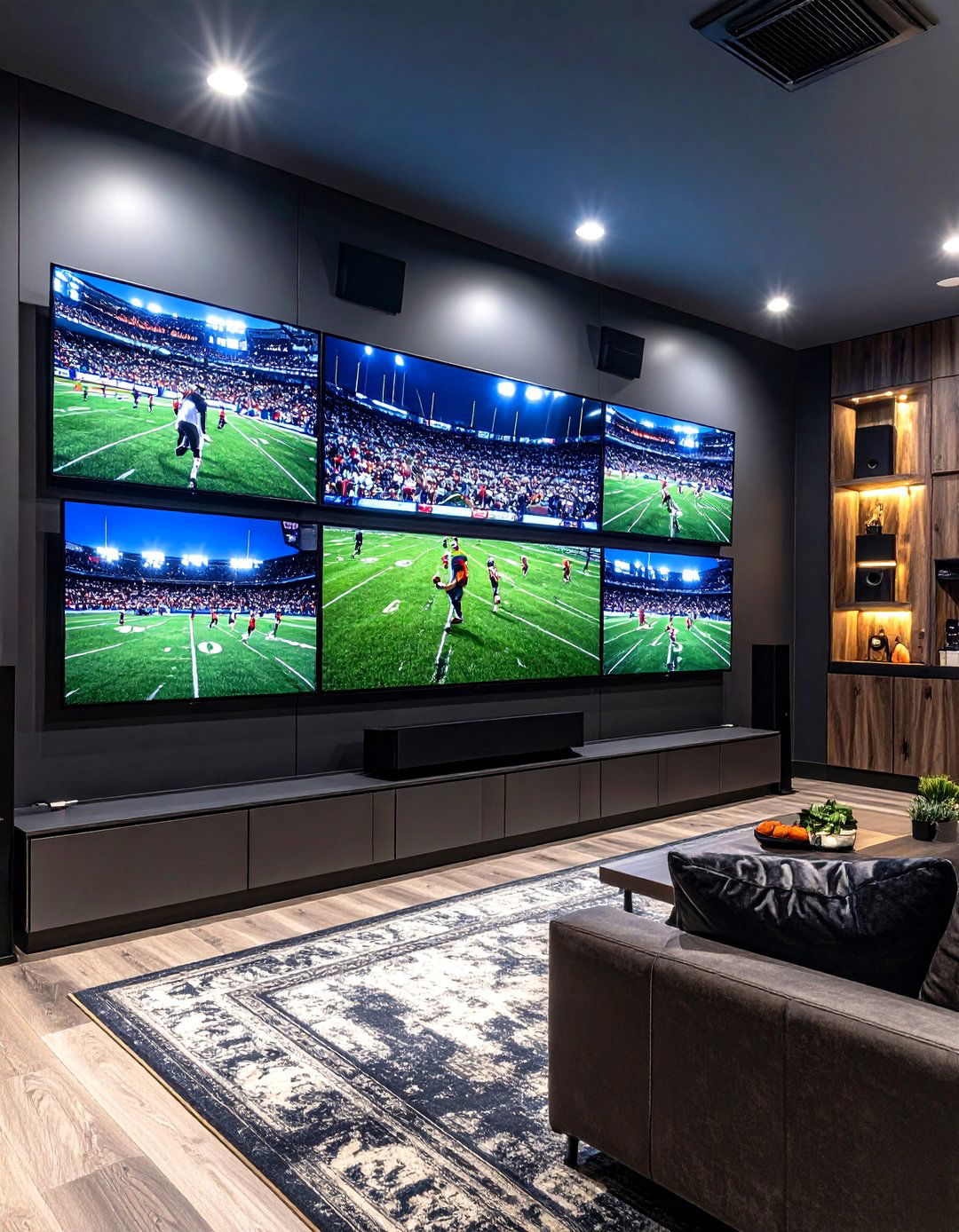 Multi Screen Dallas Cowboys Viewing Wall - 20 Dallas Cowboys Man Cave Ideas