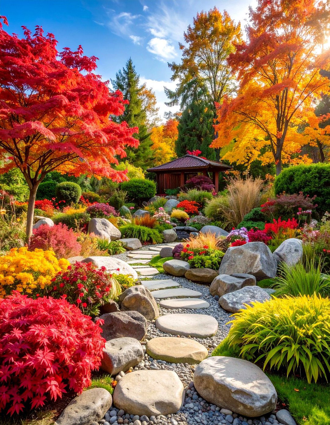 Multi Season River Rock Edging Display - 20 River Rock Edging Ideas