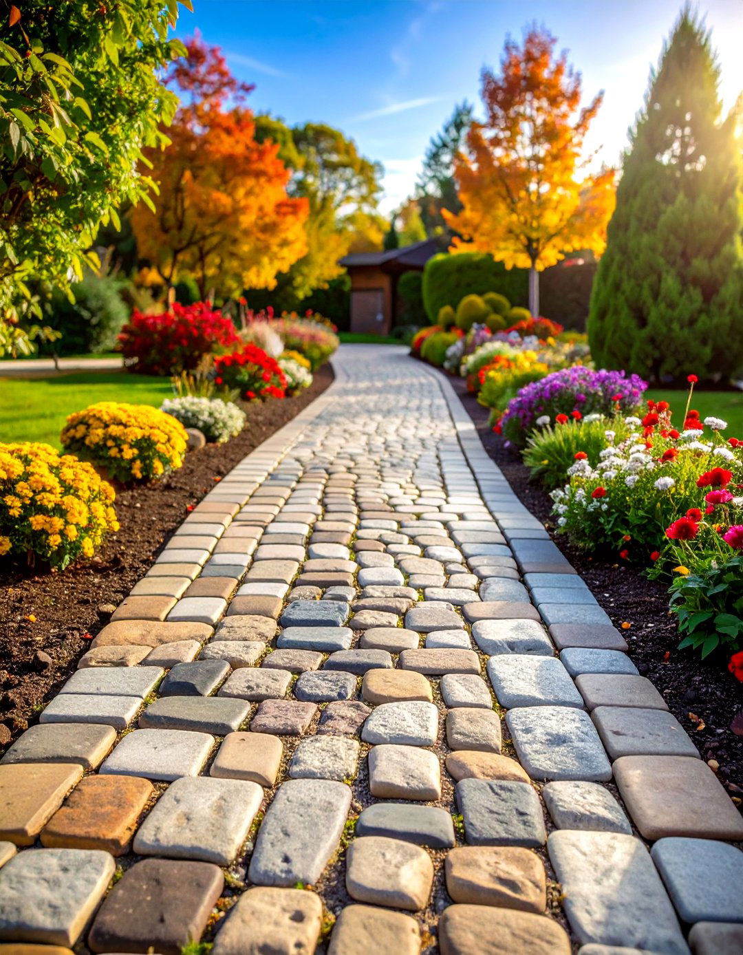 Multi Size Cobblestone Walkway - 20 Cobble Stone Walkway Ideas