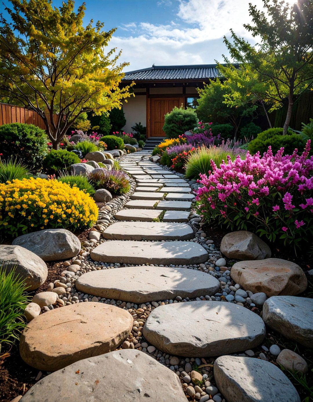 Multi Size Rock Path - 20 Stone Walkway Ideas