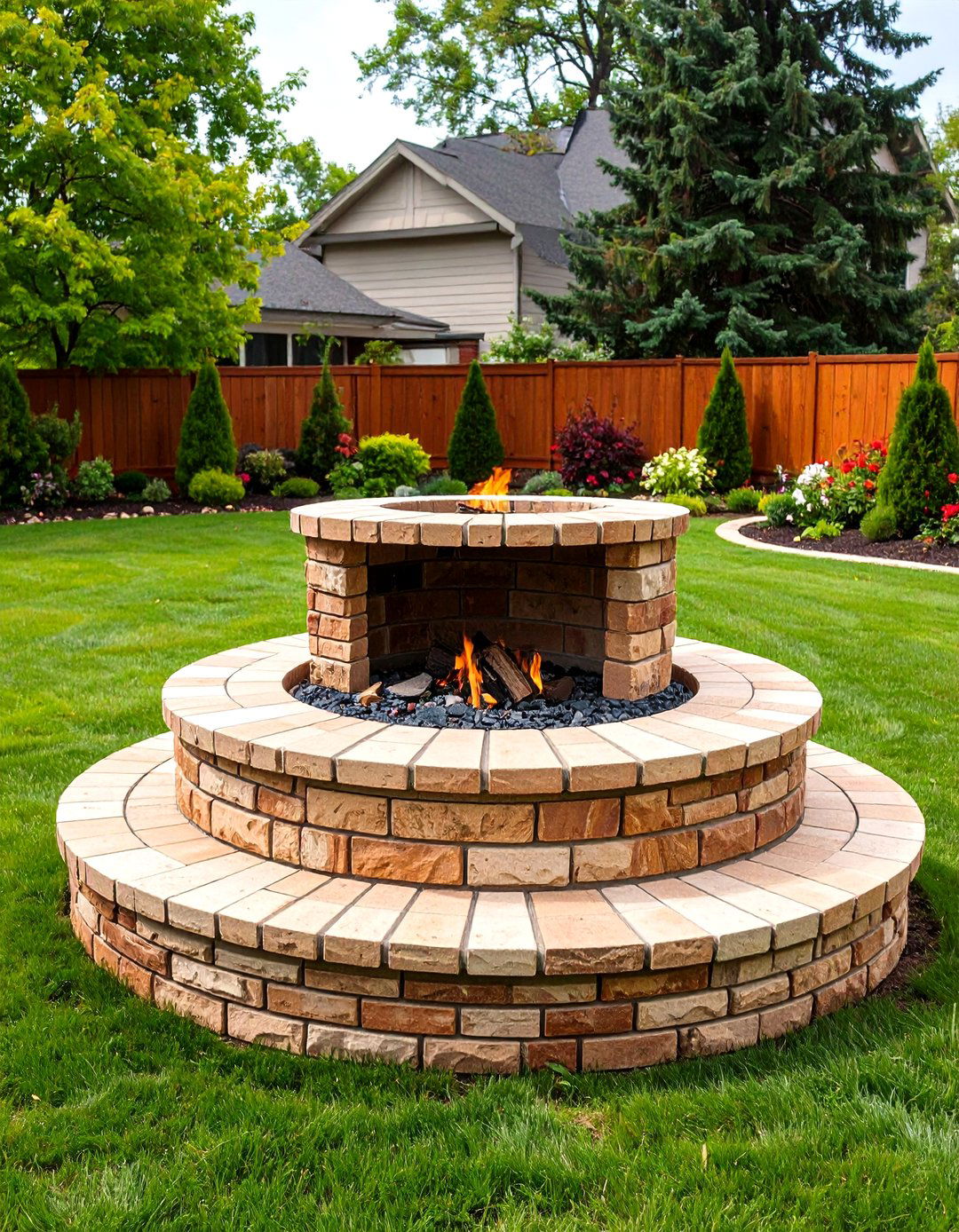 Multi Tiered Brick Fire Pit - 20 Brick Fire Pit Ideas