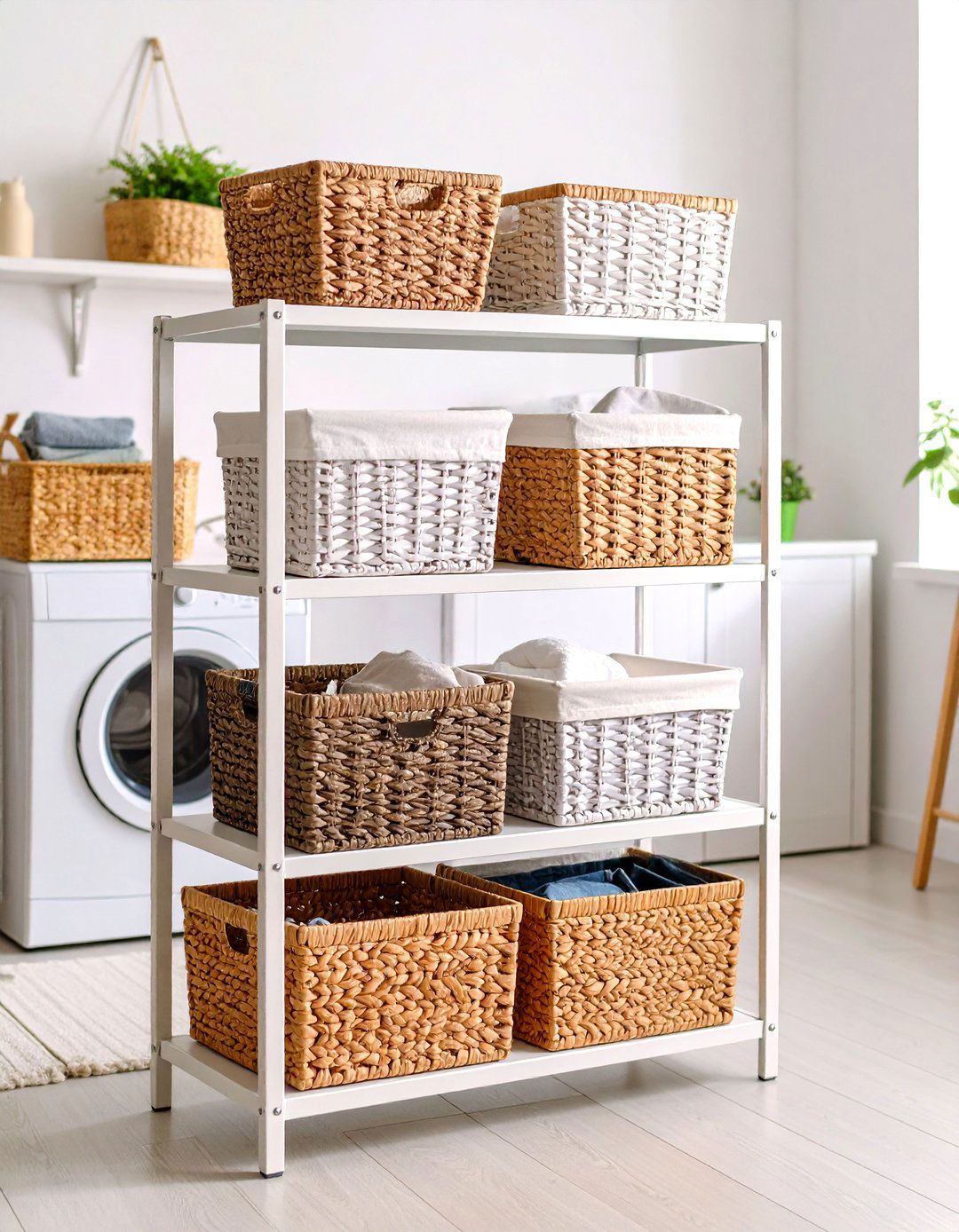 Multi Tiered Laundry Basket Organizer Stand - 20 Laundry Basket Storage Ideas