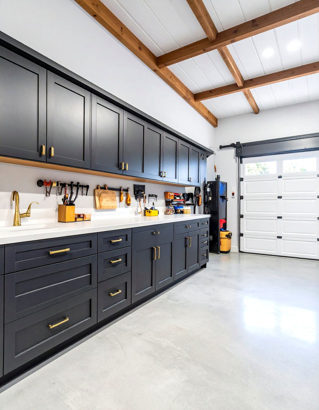Multi Use Black Garage Lounge Loft - 20 Black Garage Ideas