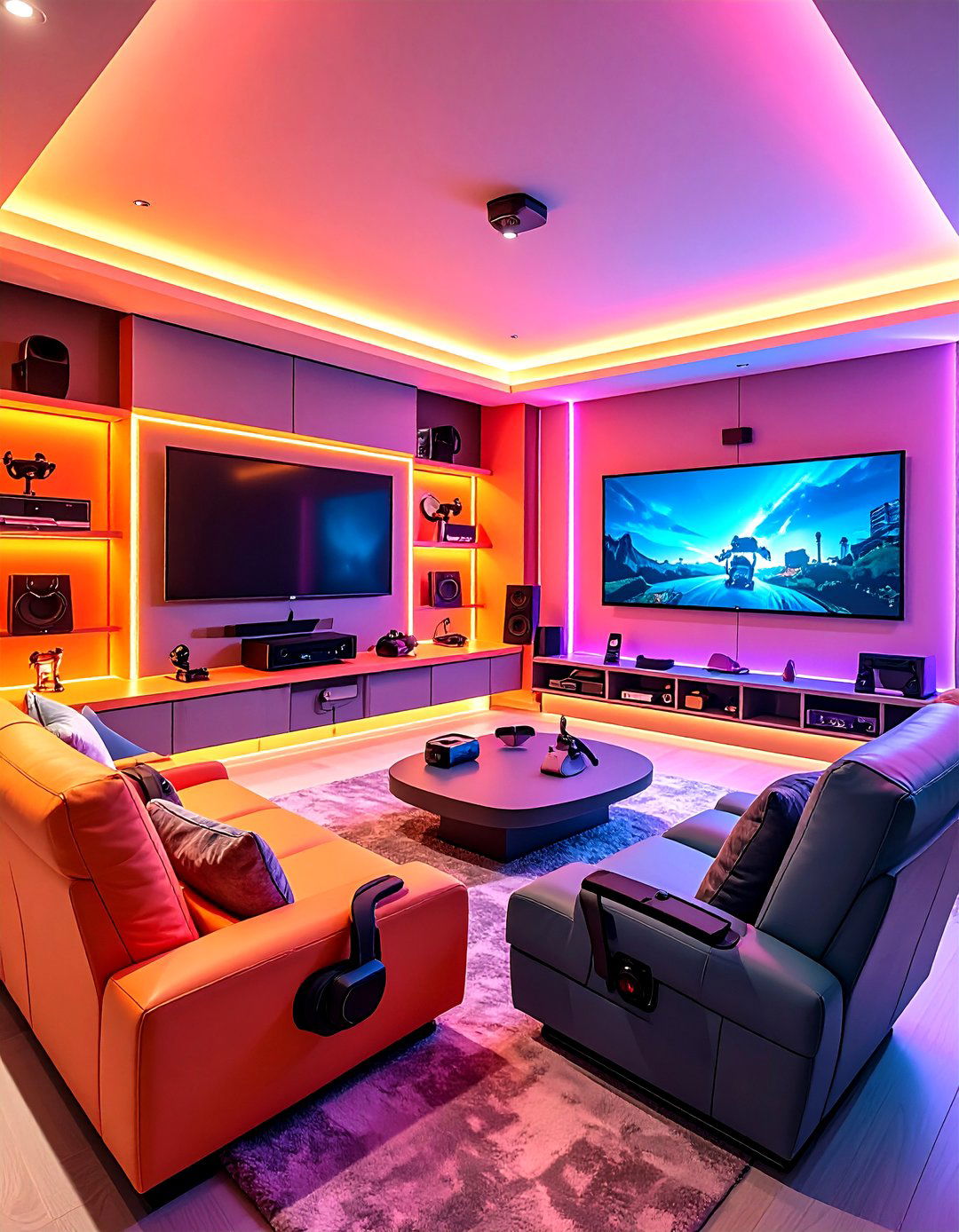 Multi Use Home Theater and Gaming Room - 20 Home Theater Ideas